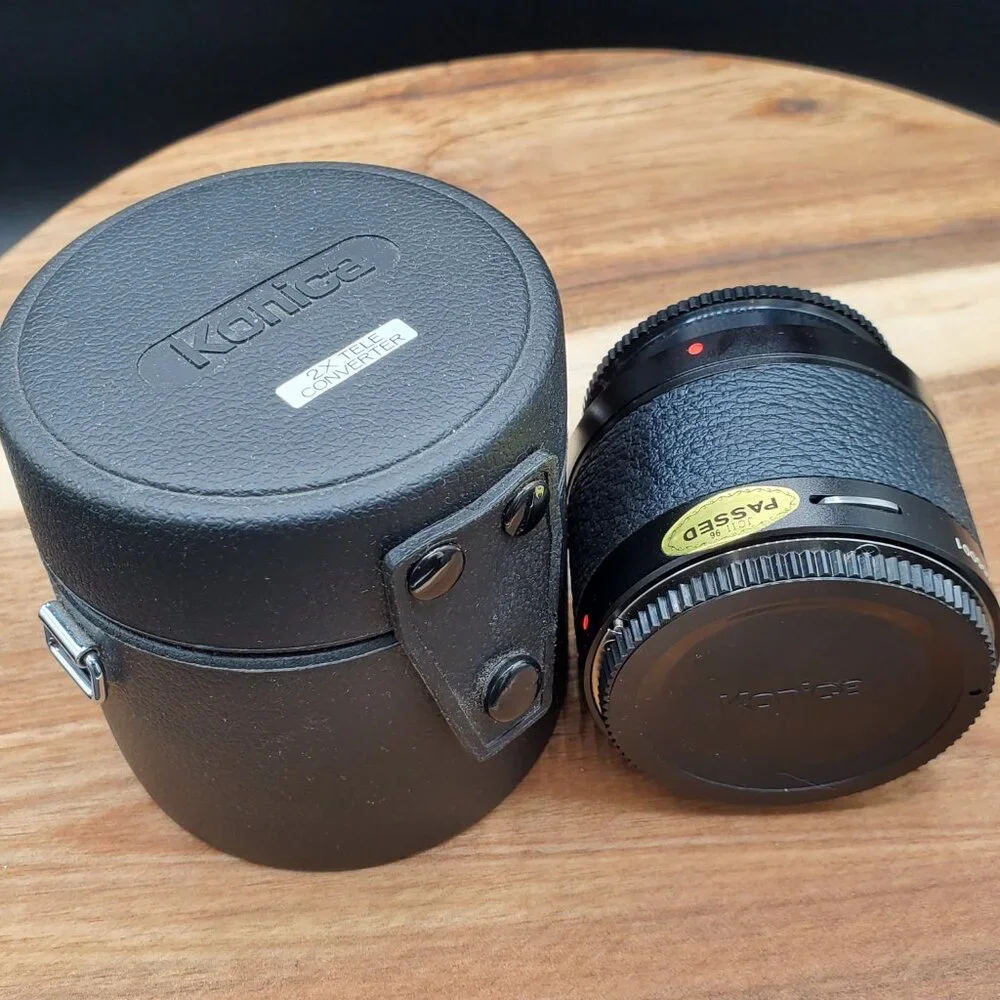 Konica Hexanon Teleconverter AR 2X Lens and Leather Case